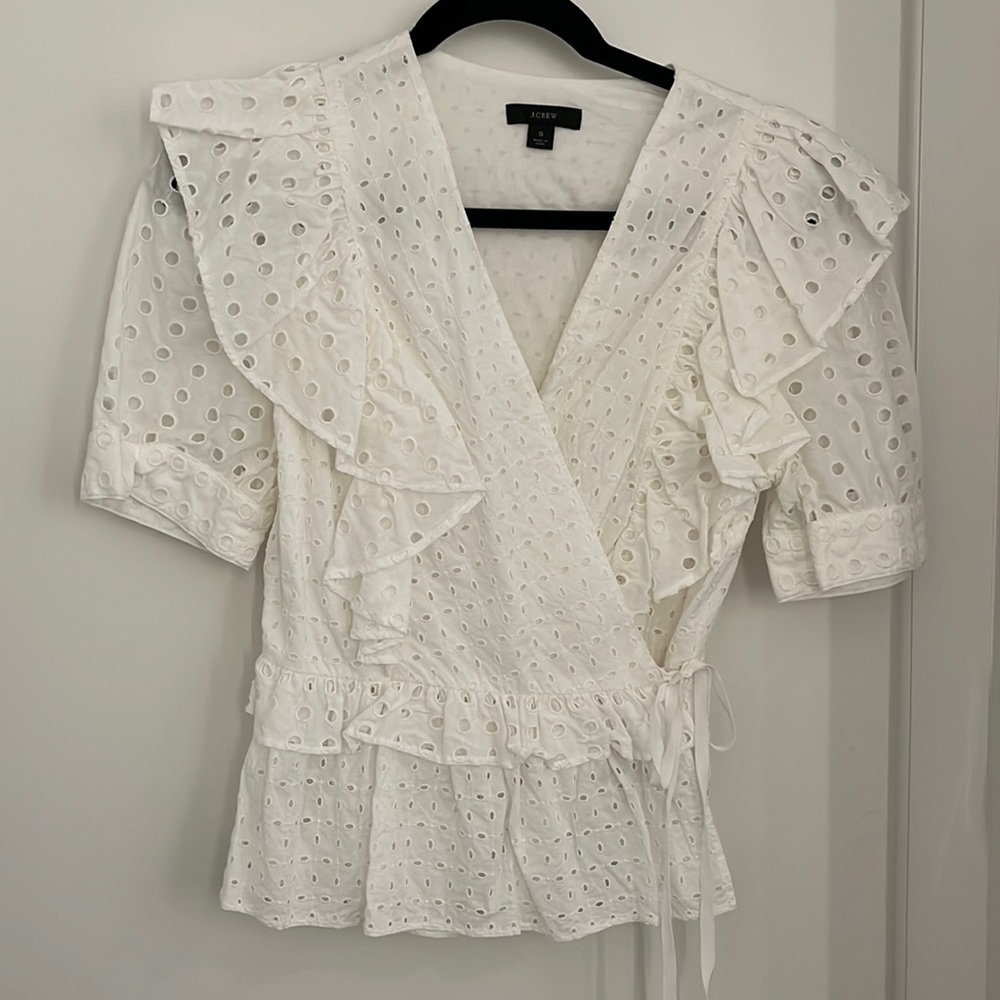 Jcrew Peplum eyelet top